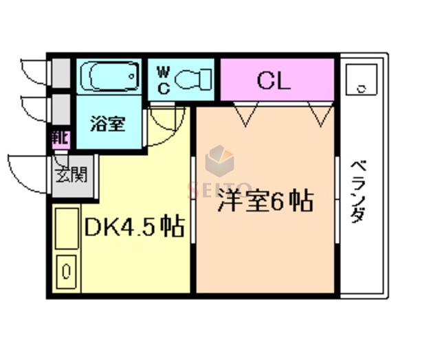 服部マンション(1DK/3階)の間取り写真