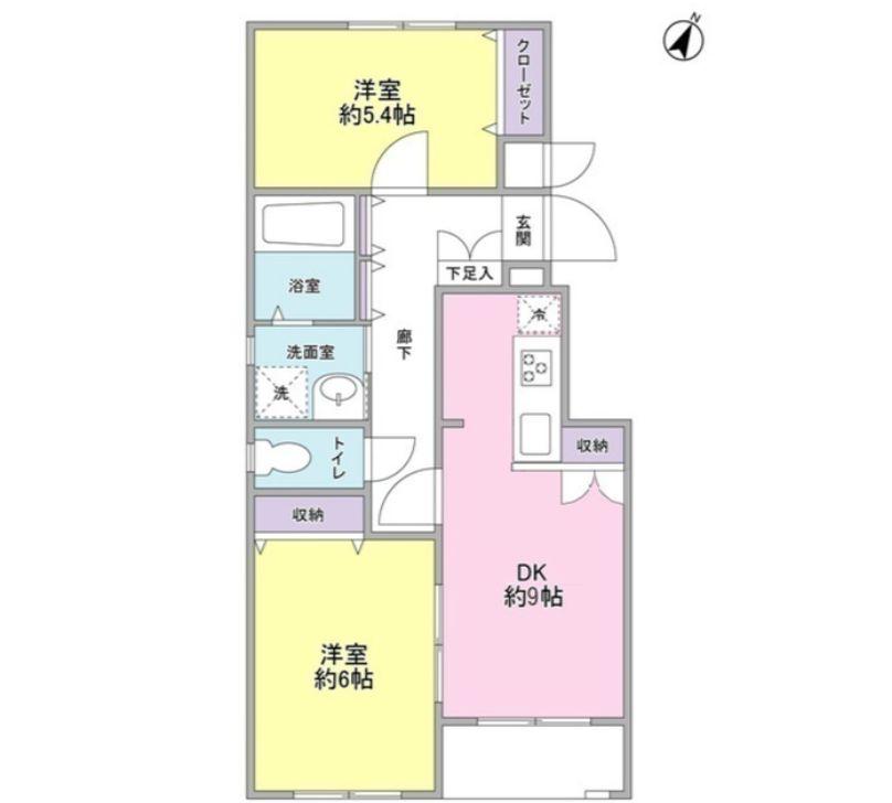 白山坂ハウス(2DK/1階)の間取り写真