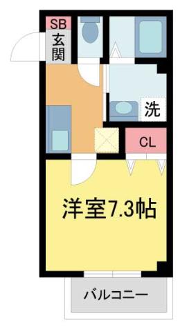 ロータスコートII(1K/3階)の間取り写真