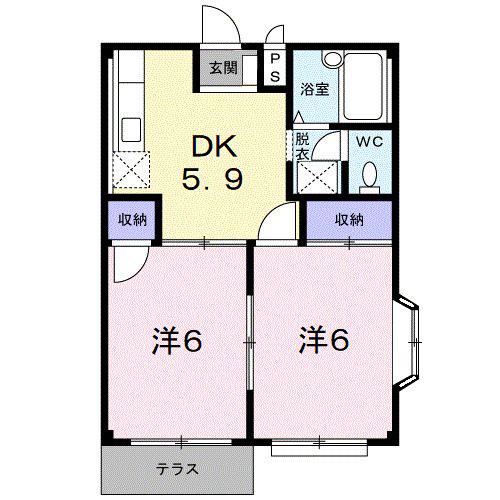 エルディム志賀(2DK/1階)の間取り写真