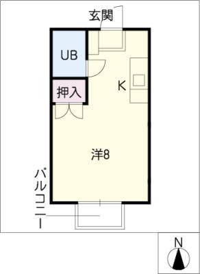 グランドハイツA(1K/2階)の間取り写真