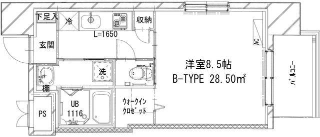 グランメール八王子(1K/6階)の間取り写真