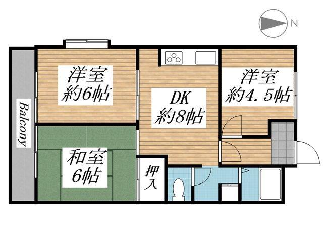 第25明智ビル(3DK/1階)の間取り写真