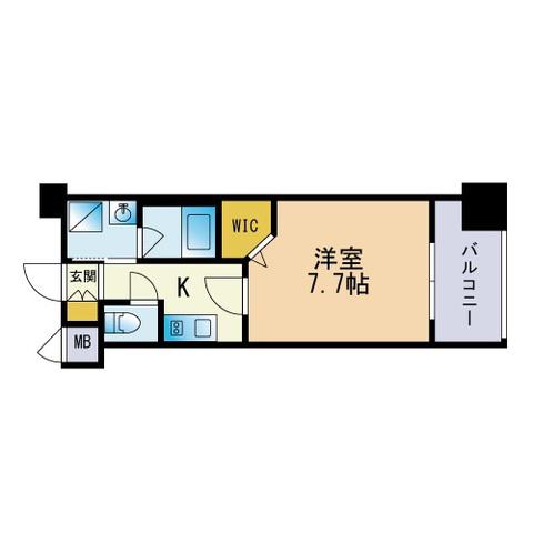 エンクレスト天神シティ(1K/9階)の間取り写真