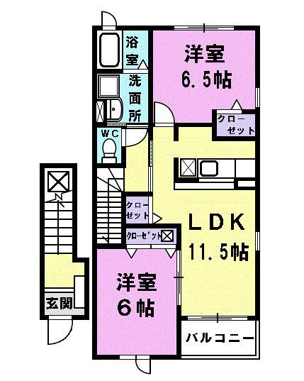 レスポアール(2LDK/2階)の間取り写真