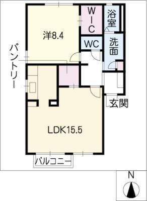 グリーンヒルズ(1LDK/1階)の間取り写真