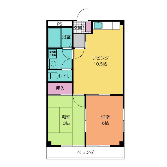 エクセル若宮(2LDK/4階)の間取り写真