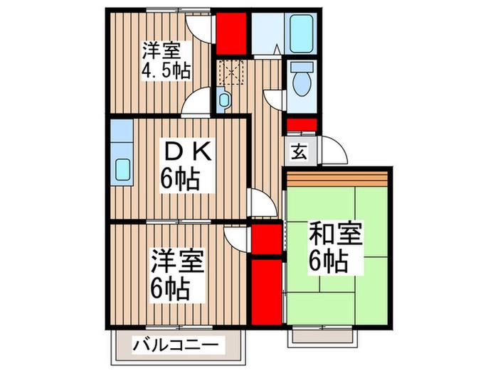 アーバンエステ-トA(3DK/2階)の間取り写真
