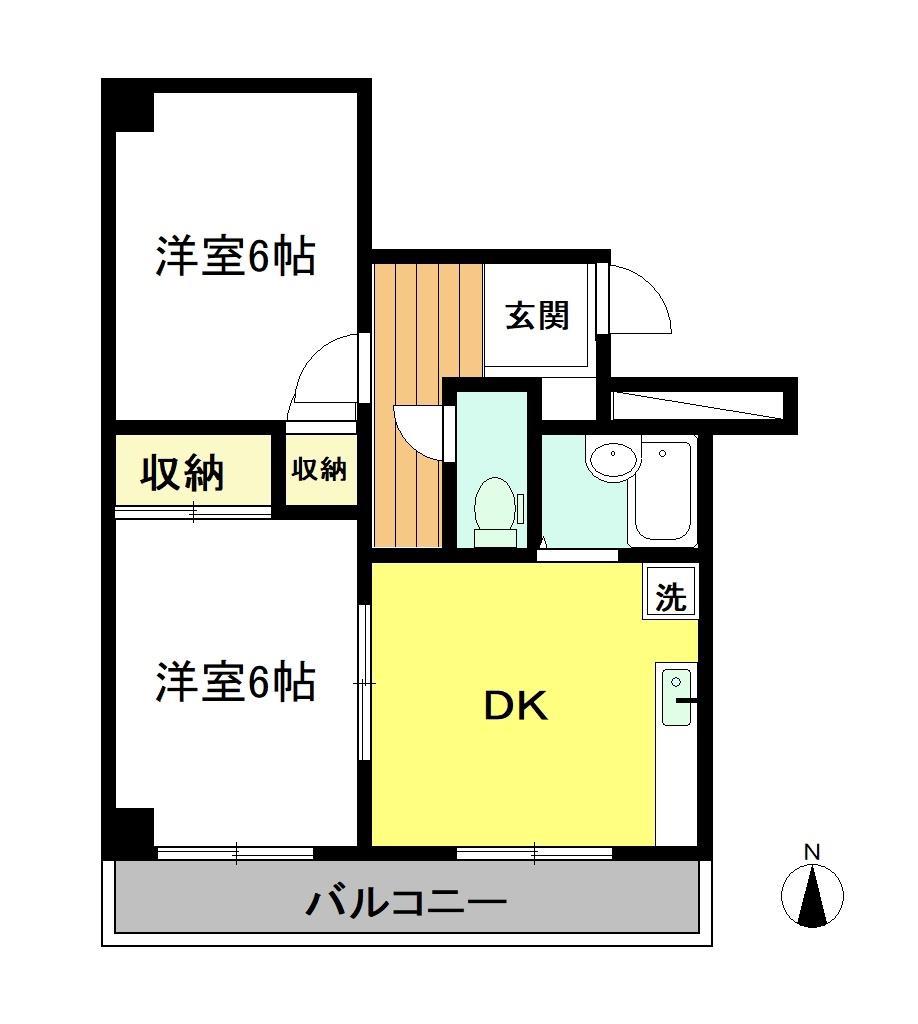 燦々ビル(2DK/3階)の間取り写真
