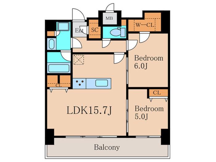 S-RESIDENCE上社南AMANTE(2LDK/4階)の間取り写真
