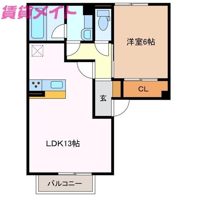 パルミエ III(1LDK/2階)の間取り写真