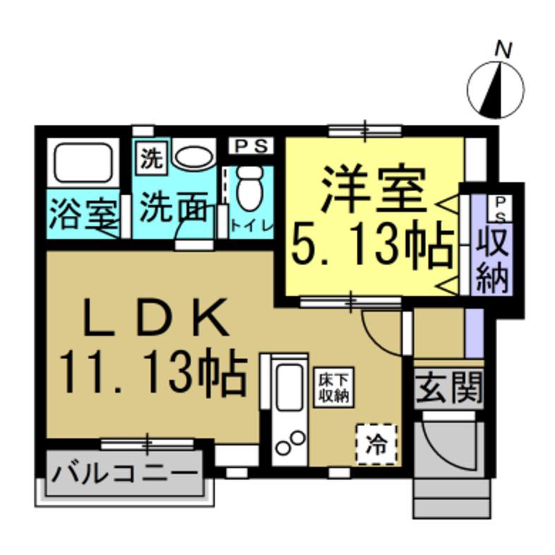 リーブルファイン東水代(1LDK/1階)の間取り写真