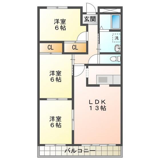 柊マンション(3LDK/4階)の間取り写真