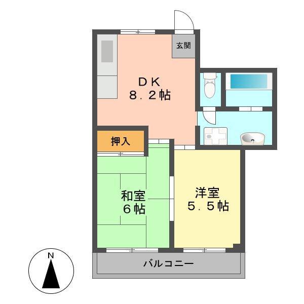Kハイツ(2DK/2階)の間取り写真