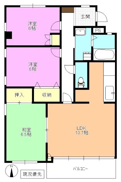 パークサイド中御所(3LDK/3階)の間取り写真