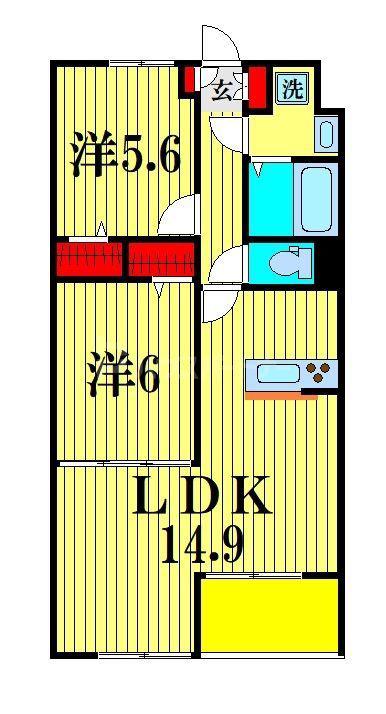 ベルフォーレI(2LDK/1階)の間取り写真