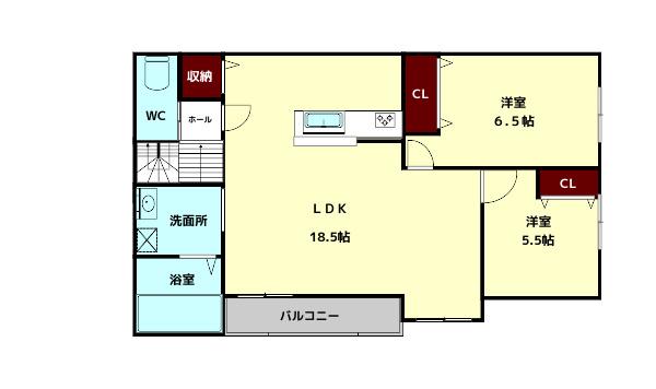 メゾンブランシュ(2LDK/2階)の間取り写真