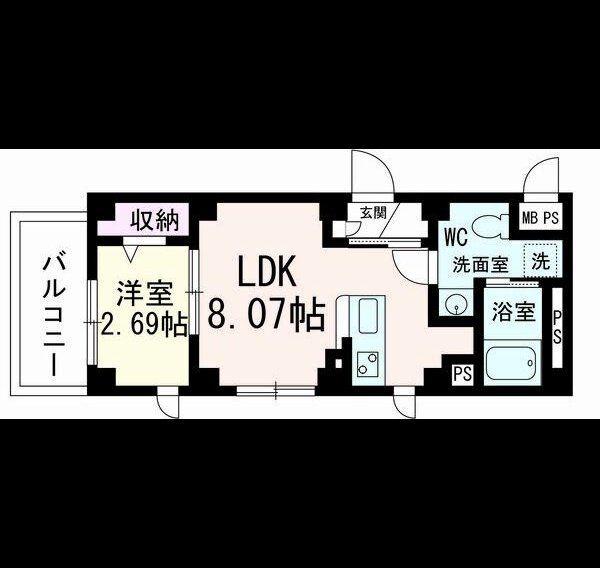 ラシーネ錦町(1LDK/3階)の間取り写真