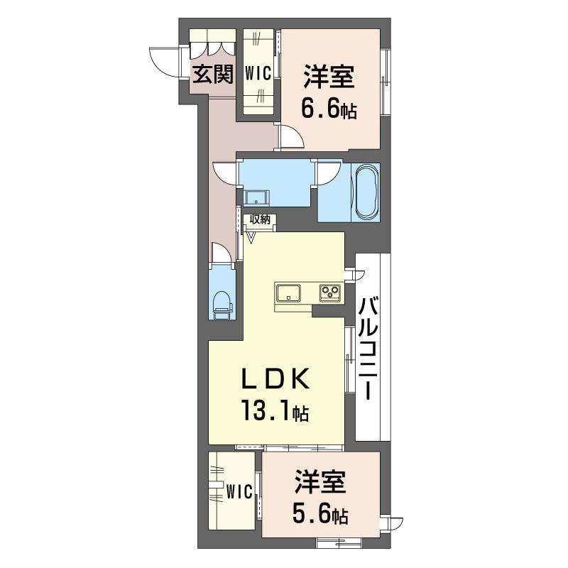 プラチナバレー(2LDK/2階)の間取り写真