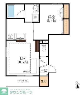 エムアール642(1LDK/1階)の間取り写真