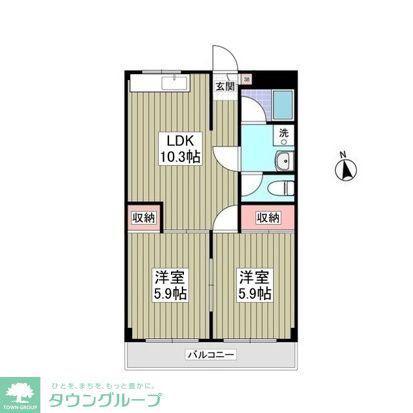 上水ハイツ(2LDK/2階)の間取り写真
