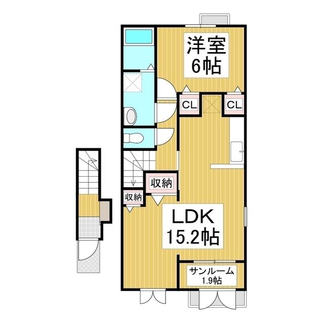 グラース聖徳(1LDK/2階)の間取り写真