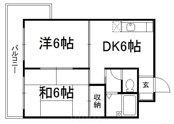 エンブレム城南宮(2DK/1階)の間取り写真