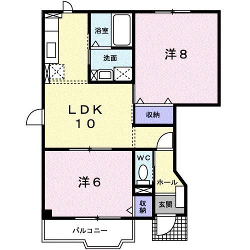 フェリチタK(2LDK/1階)の間取り写真