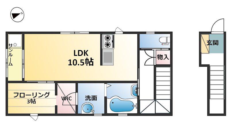 MIRAI(1LDK/2階)の間取り写真
