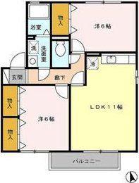 ウィルモアA(2LDK/2階)の間取り写真