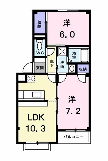 ノーヴァ21(2LDK/2階)の間取り写真