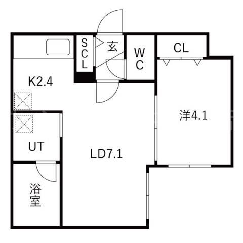 シティプレミア新道東(1LDK/1階)の間取り写真
