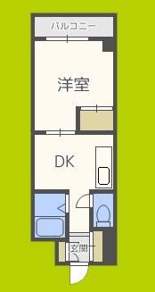 千林グランドハイツ北(1DK/4階)の間取り写真