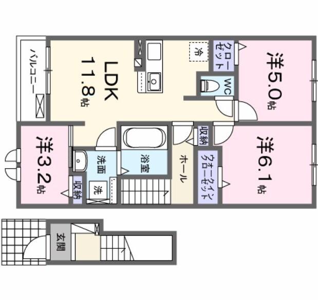 メゾン ブランシェ(3LDK/2階)の間取り写真