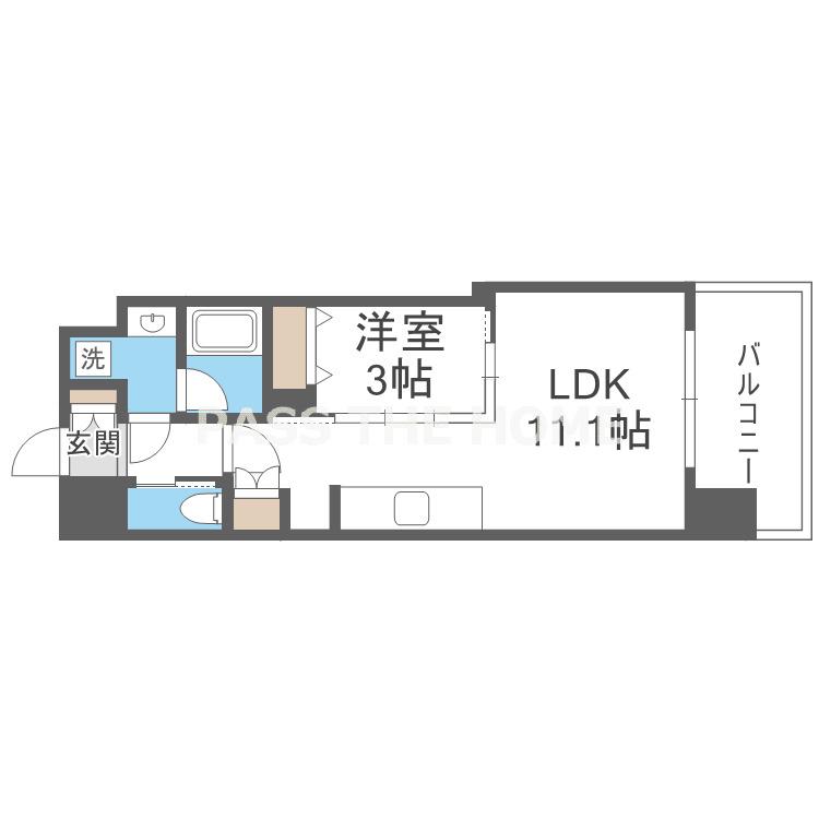 コンフォリア・リヴ東三国駅前ソルテラス(1LDK/2階)の間取り写真