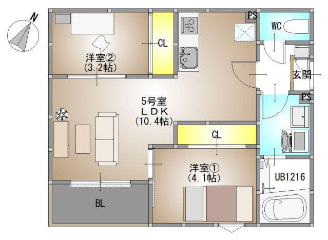 REGALEST 藤原光町(2LDK/1階)の間取り写真