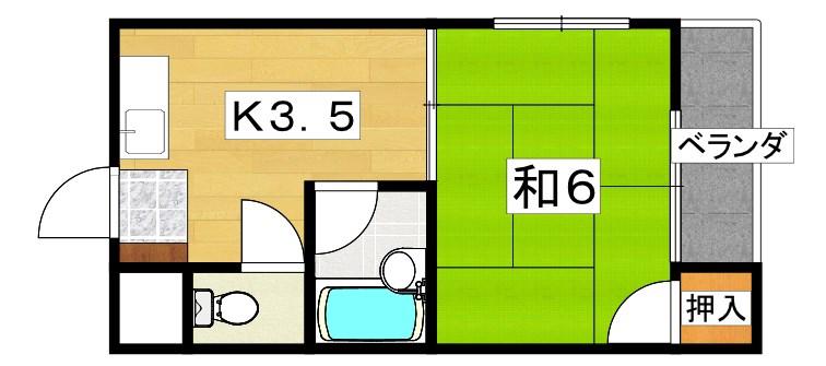 寿ハイツ(1K/3階)の間取り写真