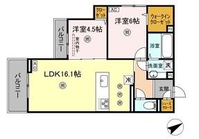 アピアランス中井(2LDK/3階)の間取り写真