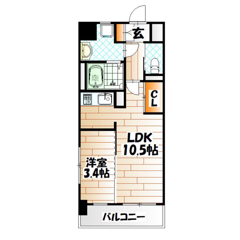 若富士マンション(1LDK/3階)の間取り写真