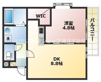ボナール(1DK/2階)の間取り写真