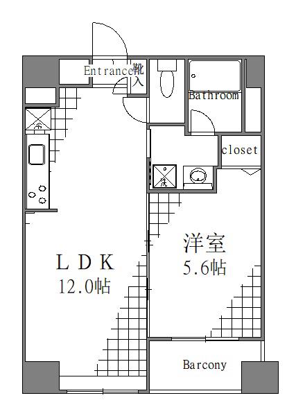 レジデンシャルスター三ノ輪(1LDK/2階)の間取り写真