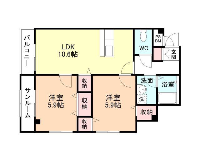 ルミナス(2LDK/1階)の間取り写真