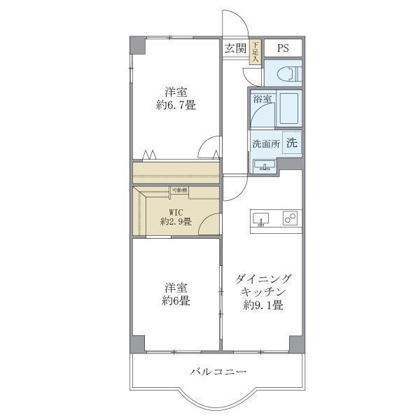 西船橋スクエアガーデン(2DK/4階)の間取り写真