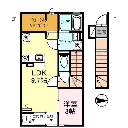 キキョウK.T(1LDK/1階)の間取り写真