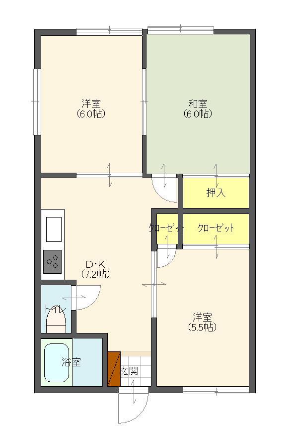 ハイム吉田(3DK/1階)の間取り写真