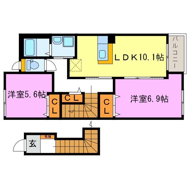 PLAISIR CHATEAU(2LDK/2階)の間取り写真