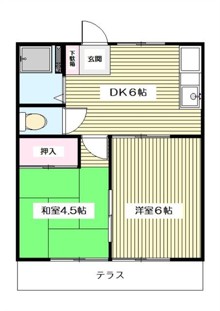 シルバーコーポ(2DK/1階)の間取り写真