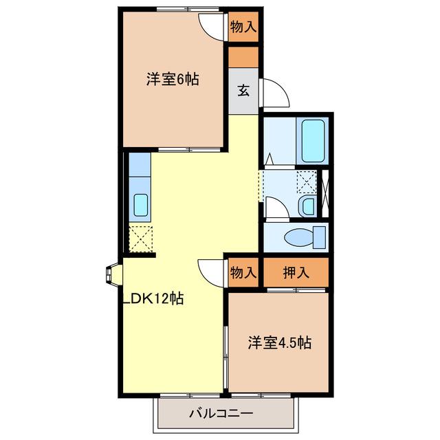 フリーエルA・B(2LDK/1階)の間取り写真