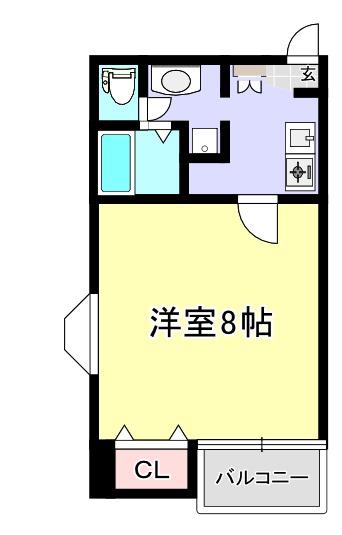 レジデンス優II(1K/5階)の間取り写真