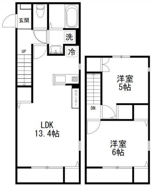 クオーレ鷺沼(2LDK/2階)の間取り写真